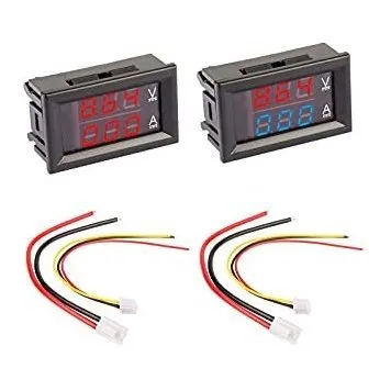 2 Voltimetro Led Medidor Digital Voltaje Pantalla Roja Azul
