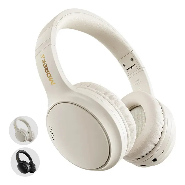 Moreka-bl018 Auriculares Inalámbricos Bluetooth Con Cancelación Activa De Ruido, Audífonos Inalámbricos Sobre Oreja, Micrófono Integrado, Diadema, Anc Inalámbrico, Bt 5.3, Color Blanco