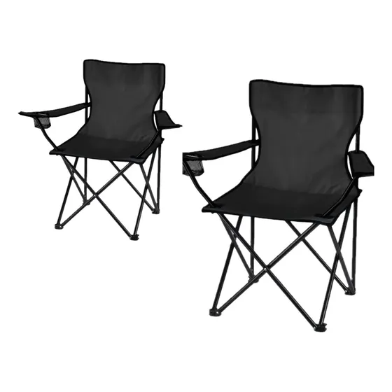 Pack De 2 Sillas Negras Plegables Para Camping Hgq