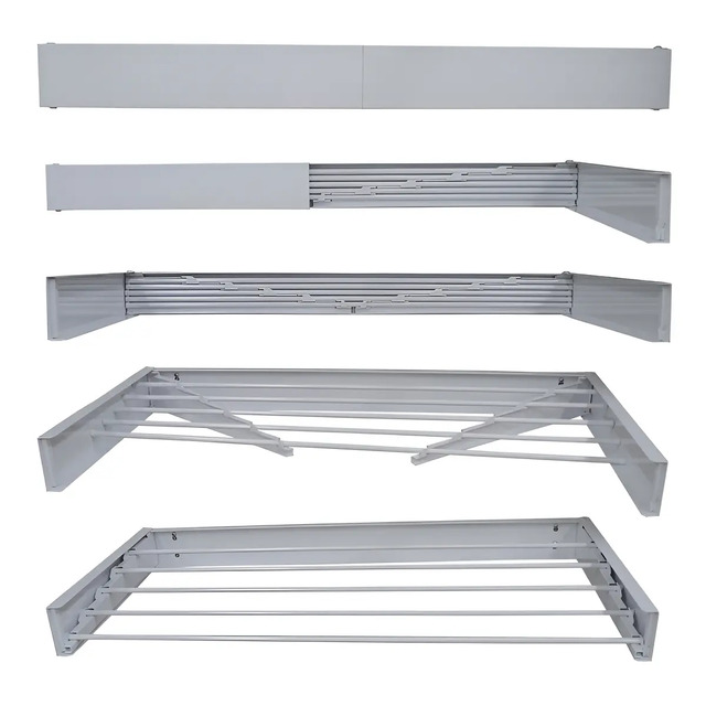 Varal Magico 7 Varetas 120cm Aluminio - Dobravel Branco Varal Magico 7 Varetas 120cm Aluminio - Dobravel Branco