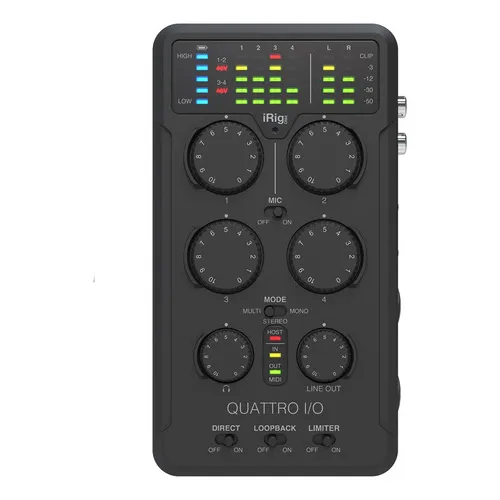Interfaz Midi Irig Pro Quattro I/O Live en color negro