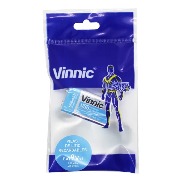 Bateria 9v Recargable Vinnic Usb 550mah 4950mwh 