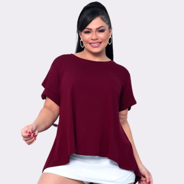 Camiseta Feminina Mullet Alongada Tapa Bumbum Soltinha Linda Camiseta Feminina Mullet Alongada Tapa Bumbum Soltinha Linda