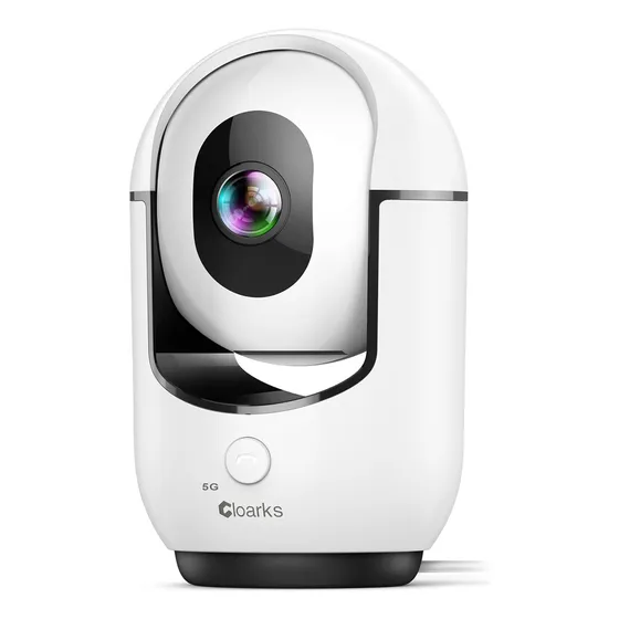 Cloarks 2k Full HD Wifi 5G Câmera de segurança interna sem fio 360° 110V, câmera PTZ com alarme de sirene de visão noturna, câmera com fio para bebês e animais de estimação com áudio bidirecional