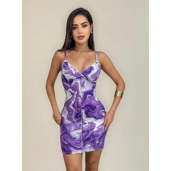 Vestido Mini Estampado Com Bojo Sexy Blogueira Gringa