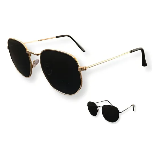 Óculos De Sol Feminino Hexagonal Verão 2021 Uv-400 Cor da armação Dourado