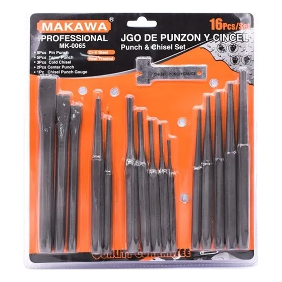 Juego 16pz De Punzon Y Cincel Makawa Mk-0065