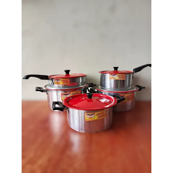 Juego De 5 Ollas Pynto Bateria Tapa Roja