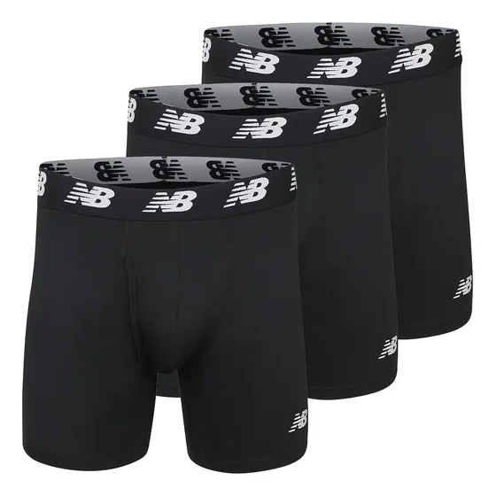New Balance Men's 6  Boxer Breve Fly Front With Pouch, 3 Paq