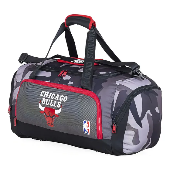 Bolso Nba Chicago Bulls Deportivo Basquet Viaje Urbano Color Negro/Gris/Rojo