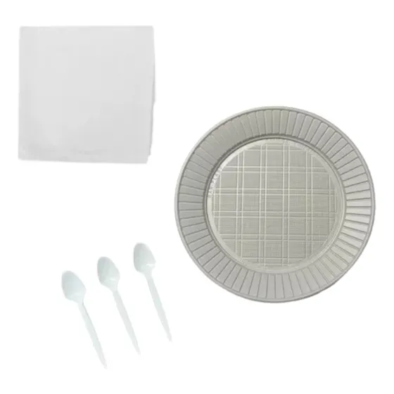 Combo Kit Platos Cucharas Servilletas Colores Fiesta
