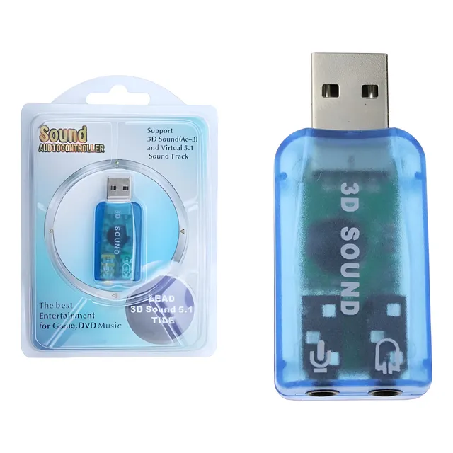 Placa De Som Usb 5.1 Adaptador Para Fone E Microfone