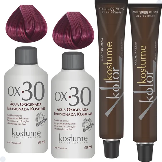 Kit Coloração Kostume Marsala Prime 2x 8.26 + 2x Ox 30 Vol