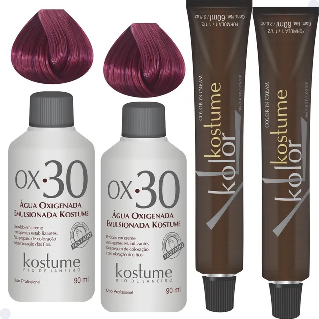 Kit Coloração Kostume Marsala Prime 2x 8.26 + 2x Ox 30 Vol