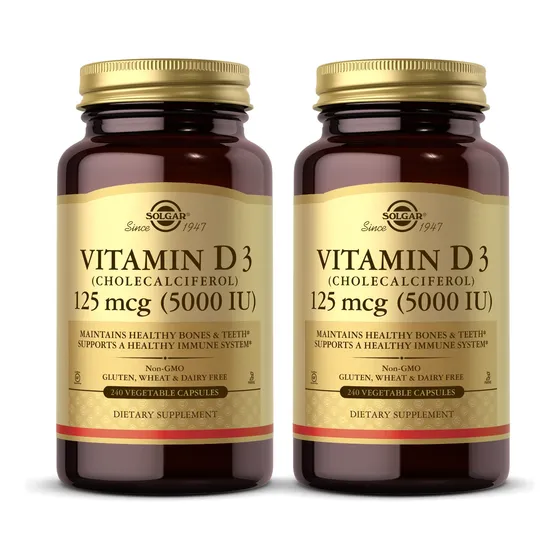 Suplemento Solgar De Vitamina D3 125 Mcg (5000 Ui) 240 Cápsu