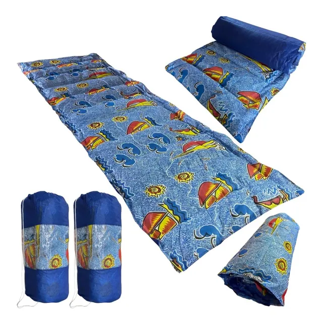 2 Colchonetes Solteiro Camping Trilha Pesca Estampado Azul 2 Colchonetes Solteiro Camping Trilha Pesca Estampado Azul