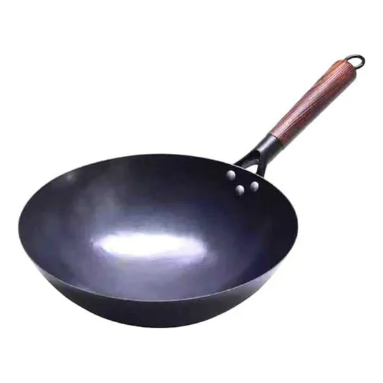 Wok Chino 100% Hierro Forjado, Antiadherente, Pre-sazonado