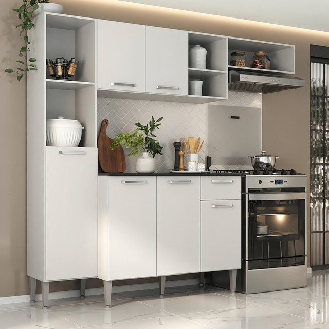 Armário De Cozinha Compacta Smart Multimóveis Mp2183 Cor Branco Armário De Cozinha Compacta Smart Multimóveis Mp2183 Cor Branco