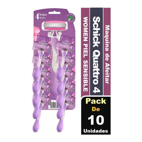Maquina De Afeitar Schick Quattro For Women 4 Hojas Pack X10