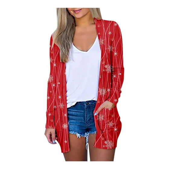 Sueter Punto Frente Abierto Para Mujer Cardigan Manga Larga