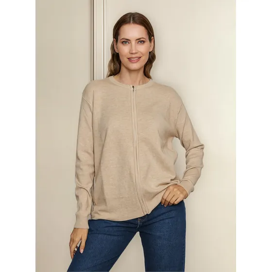 Sweater Campera Tejida Punto Liso Con Botones Moda Mujer 