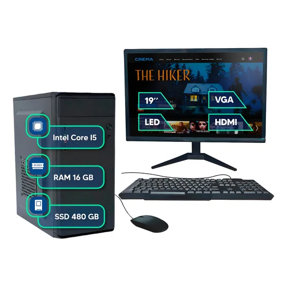 Pc Computador Completo Intel I5 16gb Ssd 480gb Monitor 19