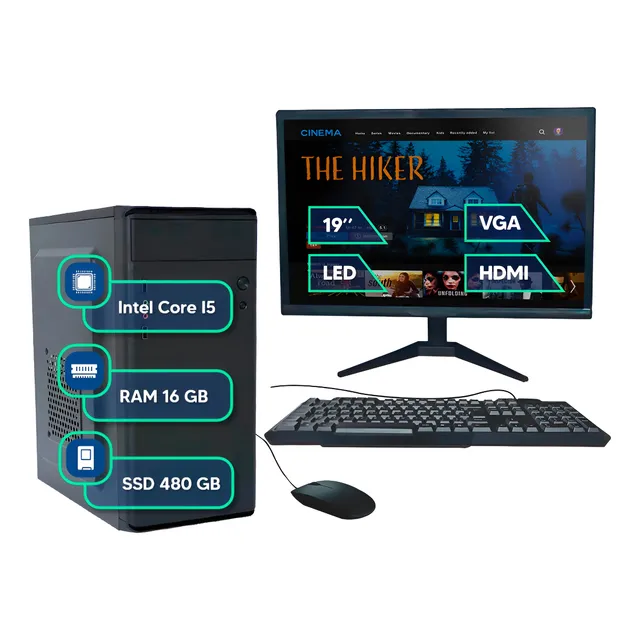 Pc Computador Completo Intel I5 16gb Ssd 480gb Monitor 19