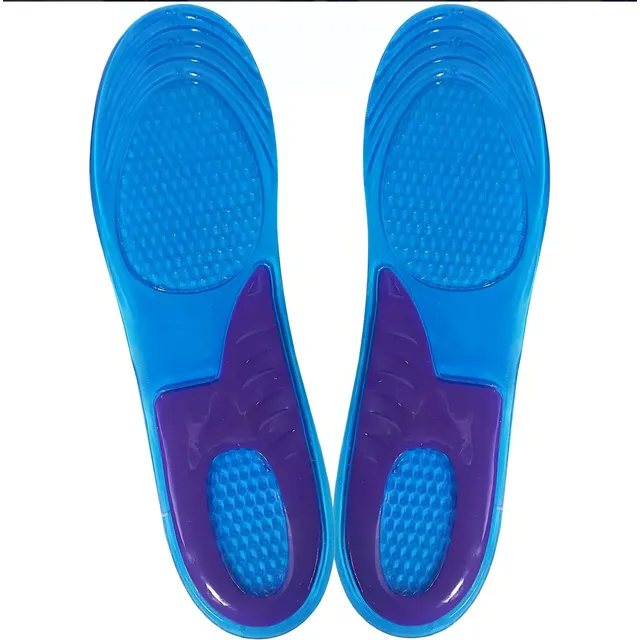 Plantillas Deportiva Ortopédica Gel Silicona Confortable Color Celeste Tamaño De La Plantilla 41-46