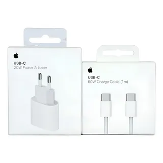 Kit Carregador+cabo C Apple Original Turbo iPhone 15  16 17 Branco