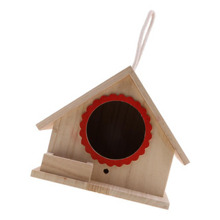 Casa De Pájaros Caja Colgante Con Cuerda 19x 16x 14cm Casa De Pájaros Caja Colgante Con Cuerda 19x 16x 14cm