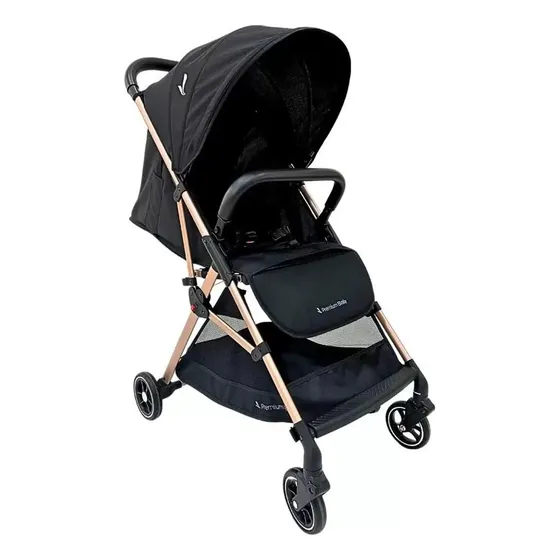 Carrinho De Bebê Zurich Preto E Gold Premium Baby Preto/gold/couro Preto Ouro Velho