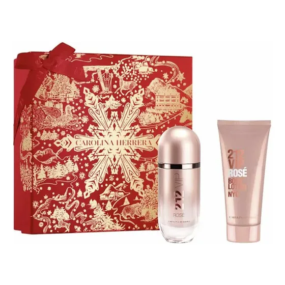 Set Perfume Carolina Herrera 212 Vip Rosé 80ml + Body Lotion