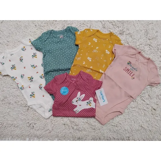 5 Bodies Bebé Niña Carters Carter's 6m  Manga Corta 