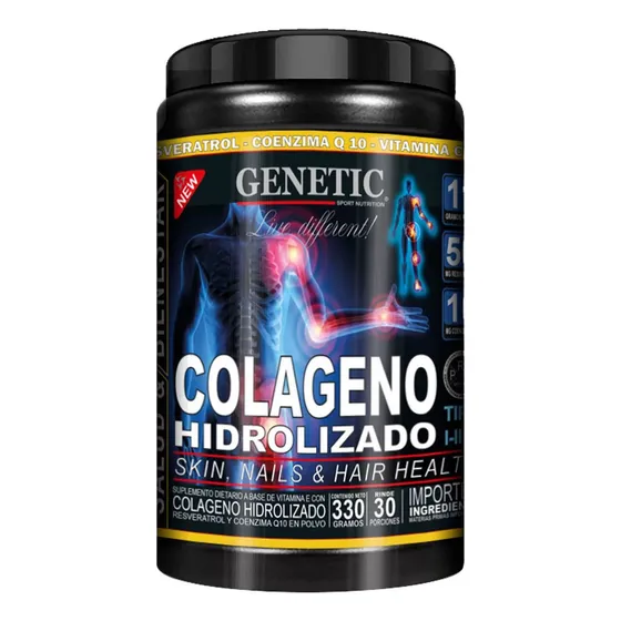 Colageno Hidrolizado Resveratrol Q10 Vitaminas Genetic Sport Nutrition Sabor Naranja