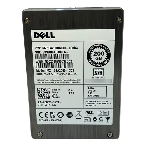 Ssd Dell Interprise 200gb Dell Mod. Mz-5ea2000-0d3 Dell Interprise