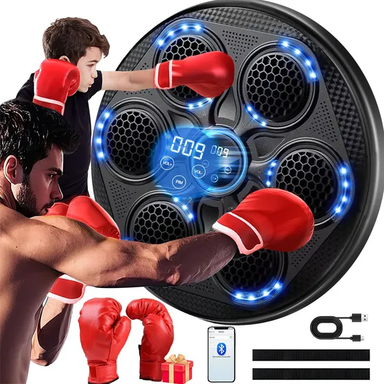 Máquina De Boxe Led Musical Treino Bluetooth Recarregável