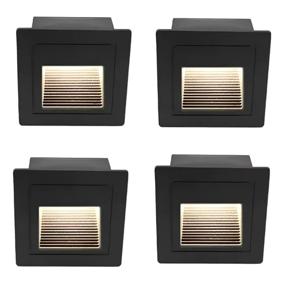 Pack 4 Aplique Foco Embutido Escalera Pared Luz Calida 3w