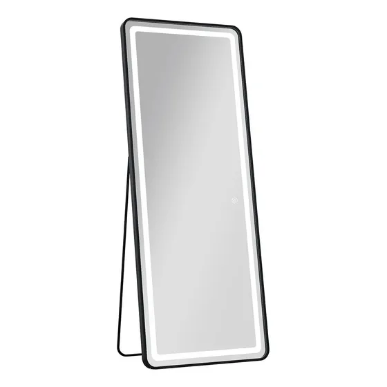 Espejo Vertical Color Negro Idco 50 X 140 Cm C/ Luz