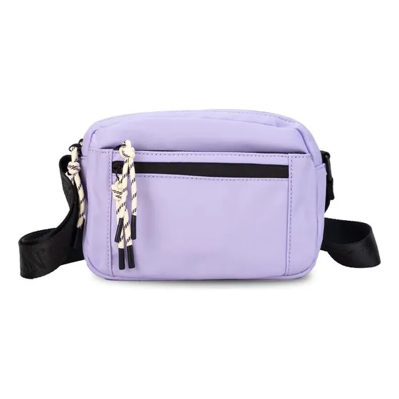 Bandolera Nylon Sport Con Bolsillos Dama Lincolns Color Lila Diseño De La Tela Lisa