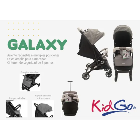 Coche Kid Go Galaxy Tipo Maleta Color Gris