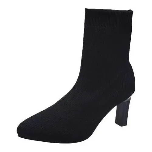Negro 2023 Calcetín Tacón De Botas De Alto Botas Cortas Moda