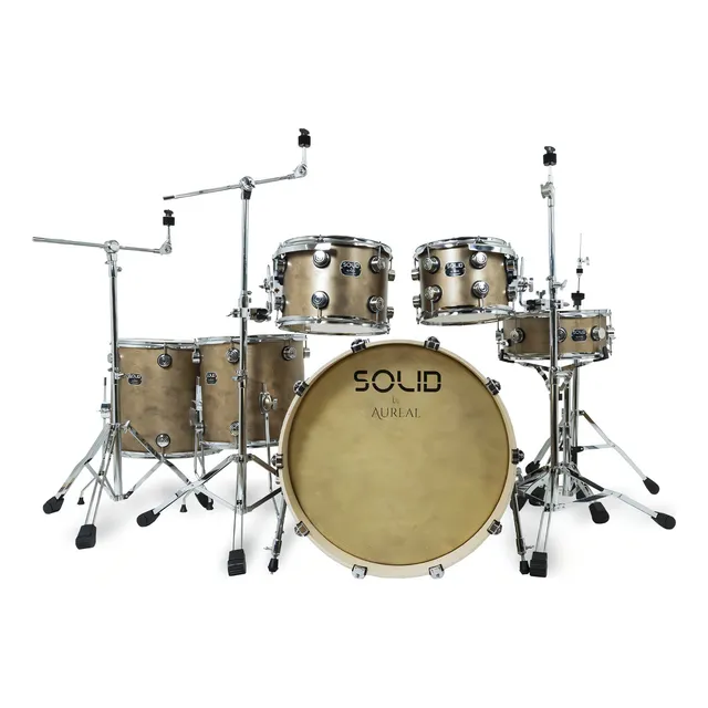 Bateria Acustica Profesional Aureal Solid Brown C/ Herrajes Color Marrón