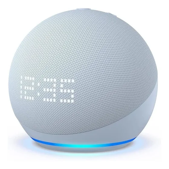 Aexa Echo Dot 5ª Geração Com Relógio Azul Claro Amazon Bivolt Cor Azul-claro