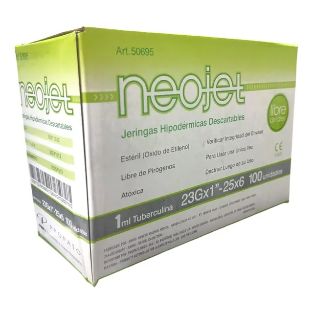 Jeringa Tuberculina 1ml Con Aguja 23gx1  25x6 Caja X100u