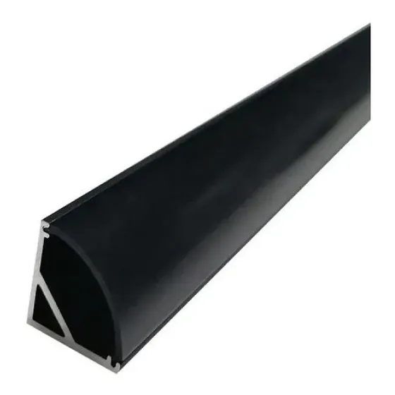 Perfil De Aluminio Para Luz Led Esquina Negro Marca Bari