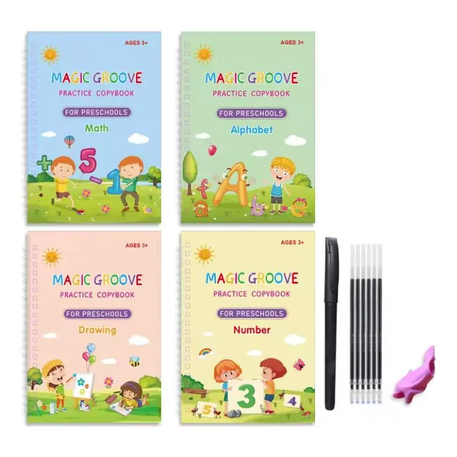 Libros De Caligrafía Montessori X 4 Para Niños Tinta Mágica
