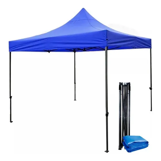 Toldo Plagable 3x3 Metalico Antioxidable Con Lona, Impermeab Color Azul