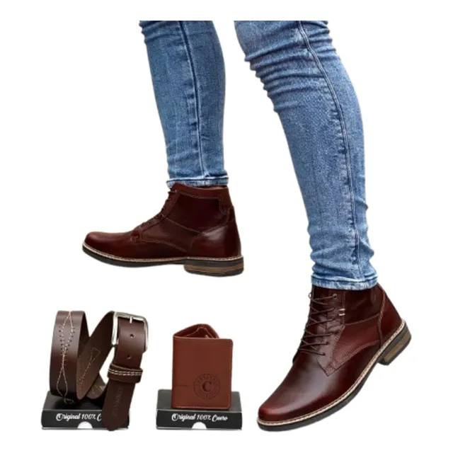 Zapato Para Caballero Con Correa Y Billetera 100% Cuero