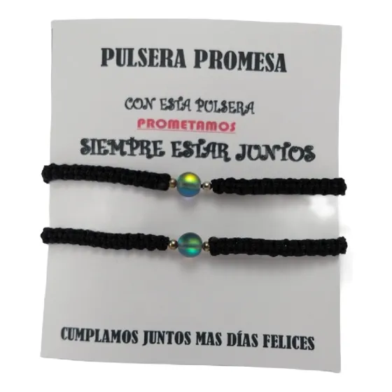 Dúo Pulseras Promesa Amor Macramé Pareja Novios Aniversario