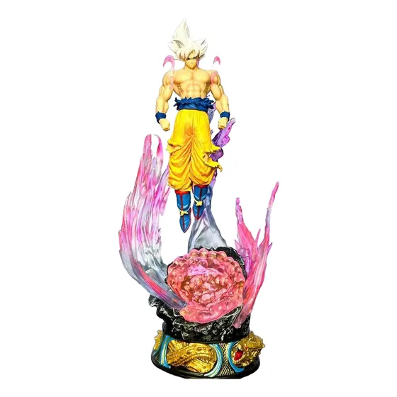Figura Dragon Ball Goku Ultra Instinto Base Luz Led 25cm